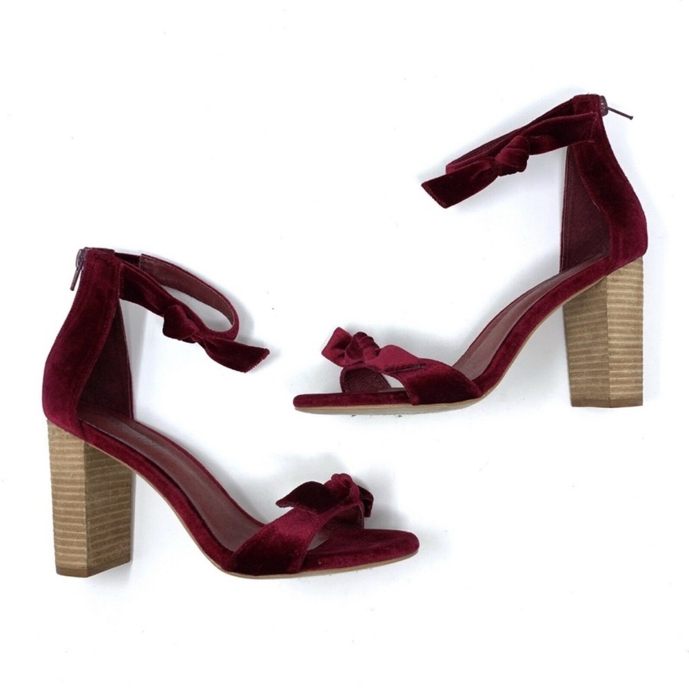 Jeffrey Campbell Burgundy Velvet Heeled Sandals